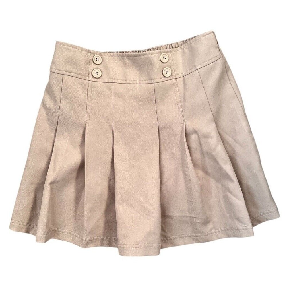 IZOD Tan Skort School Uniform Girls Pleated Slip On Size 12 1/2 Plus